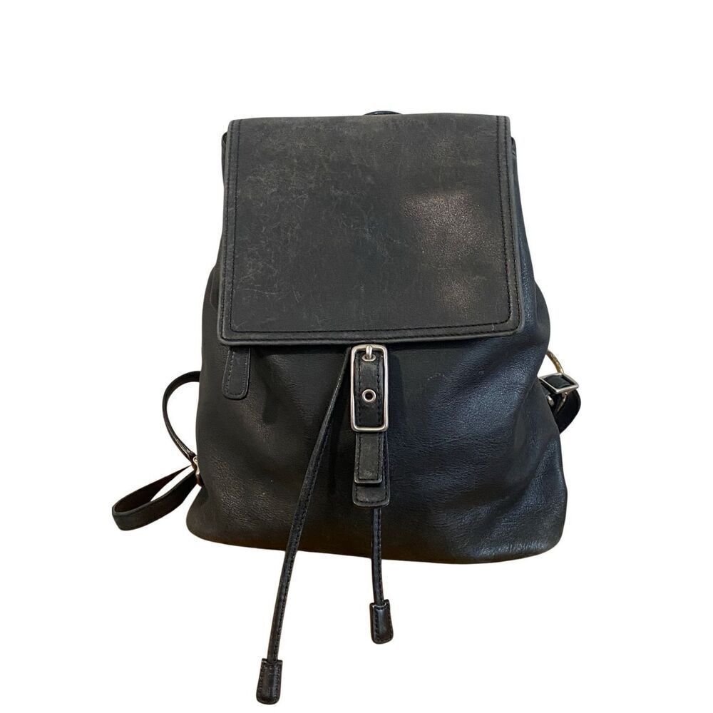 Coach Vintage Hampton Legacy Smooth Black Leather Backpack #9827